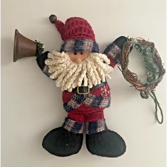 Rustic Plush Santa Christmas Collectible Ornaments, Set of 2, 10.5" to 14"H - Picture 7 of 13